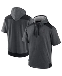 Men's Nike Heathered Charcoal, Black Milwaukee Brewers Authentic Collection Dry Flux Performance Quarter-Zip Short Sleeve Hoodie