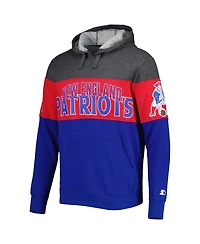 Men's Starter Royal, Heather Charcoal New England Patriots Extreme Vintage-Like Logos Pullover Hoodie