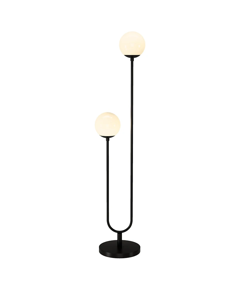 Dufrene 2-Light Floor Lamp with Glass Shades