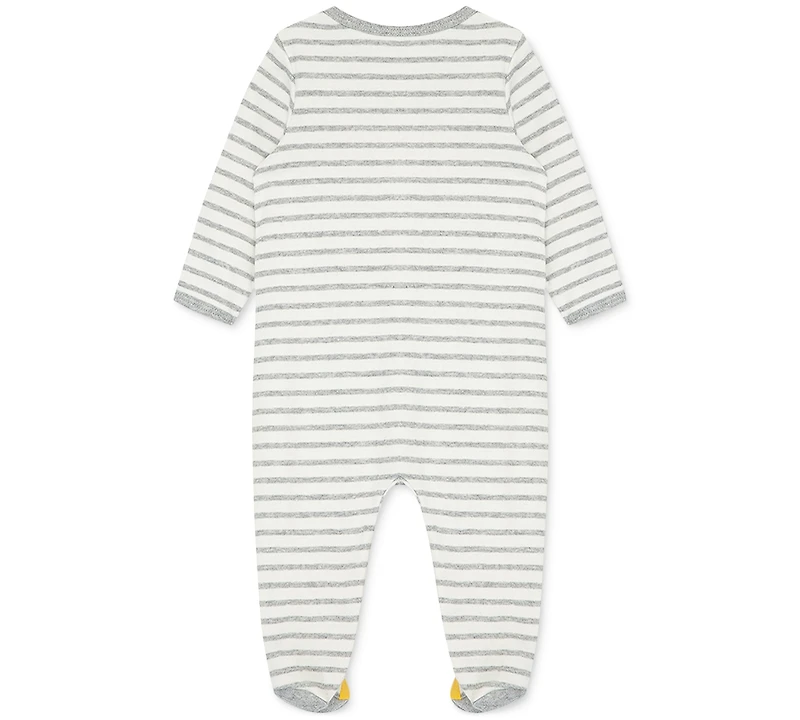 Little Me Baby Boys Long Sleeved Striped Lion Footed Coverall