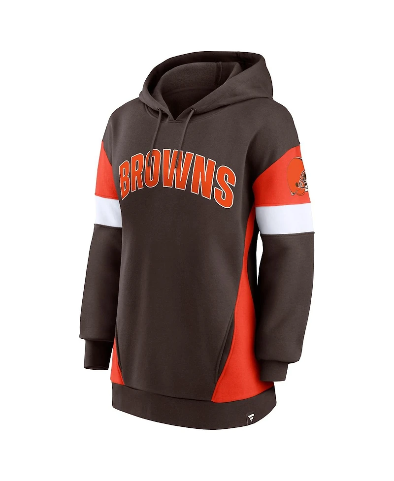 Women's Fanatics Brown, Orange Cleveland Browns Lock It Down Pullover Hoodie
