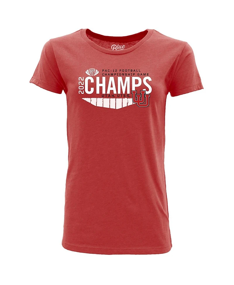 Women's Blue 84 Red Utah Utes 2022 Pac-12 Football Conference Champions Locker Room T-shirt
