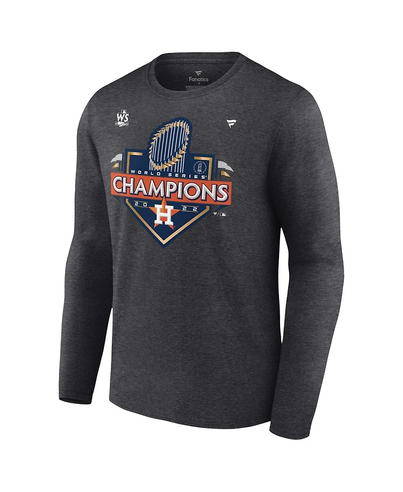 Men's Fanatics Heather Charcoal Houston Astros 2022 World Series Champions Locker Room Big and Tall Long Sleeve T-shirt
