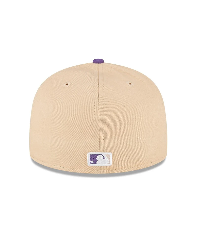 Men's New Era Peach, Purple Los Angeles Dodgers 1988 World Series Side Patch 59FIFTY Fitted Hat