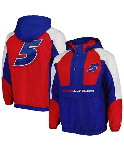 Men's Starter Royal, Red Kyle Larson The Body Check Half-Snap Pullover Jacket