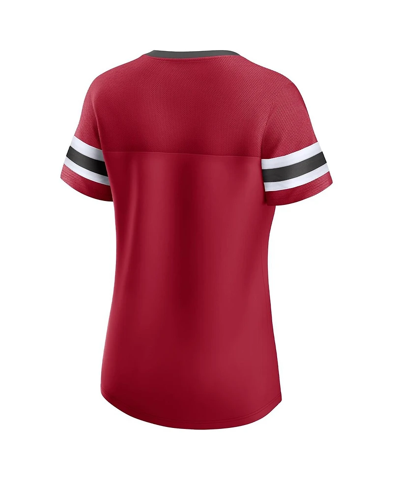 Women's Fanatics Red Tampa Bay Buccaneers Original State Lace-Up T-shirt