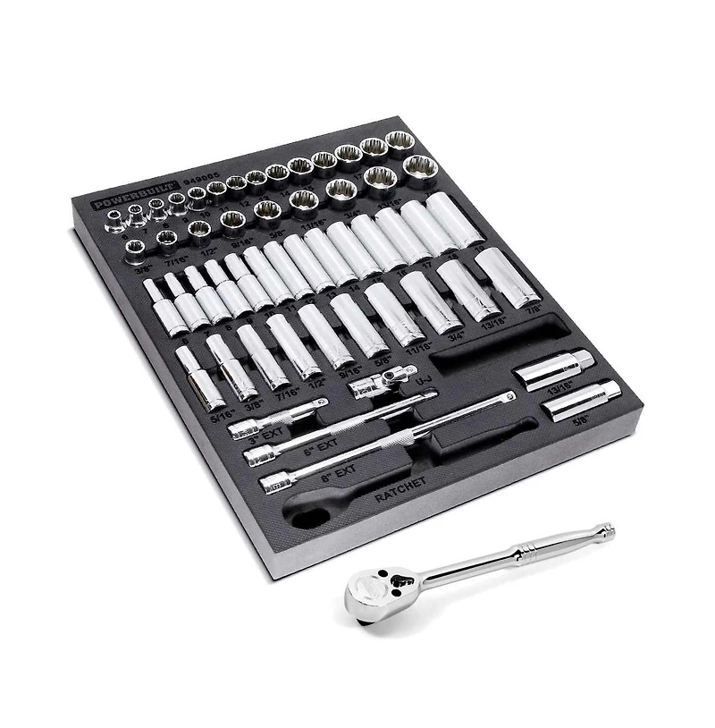 Powerbuilt 54 Piece Pro Tech 3/8 in. Dr. Sae & Metric Socket Set
