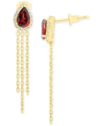 Garnet (7/8 ct. t.w.) & Lab-Grown White Sapphire (1/4 ct. t.w.) Multi-Chain Drop Earrings in 14k Gold-Plated Sterling Silver