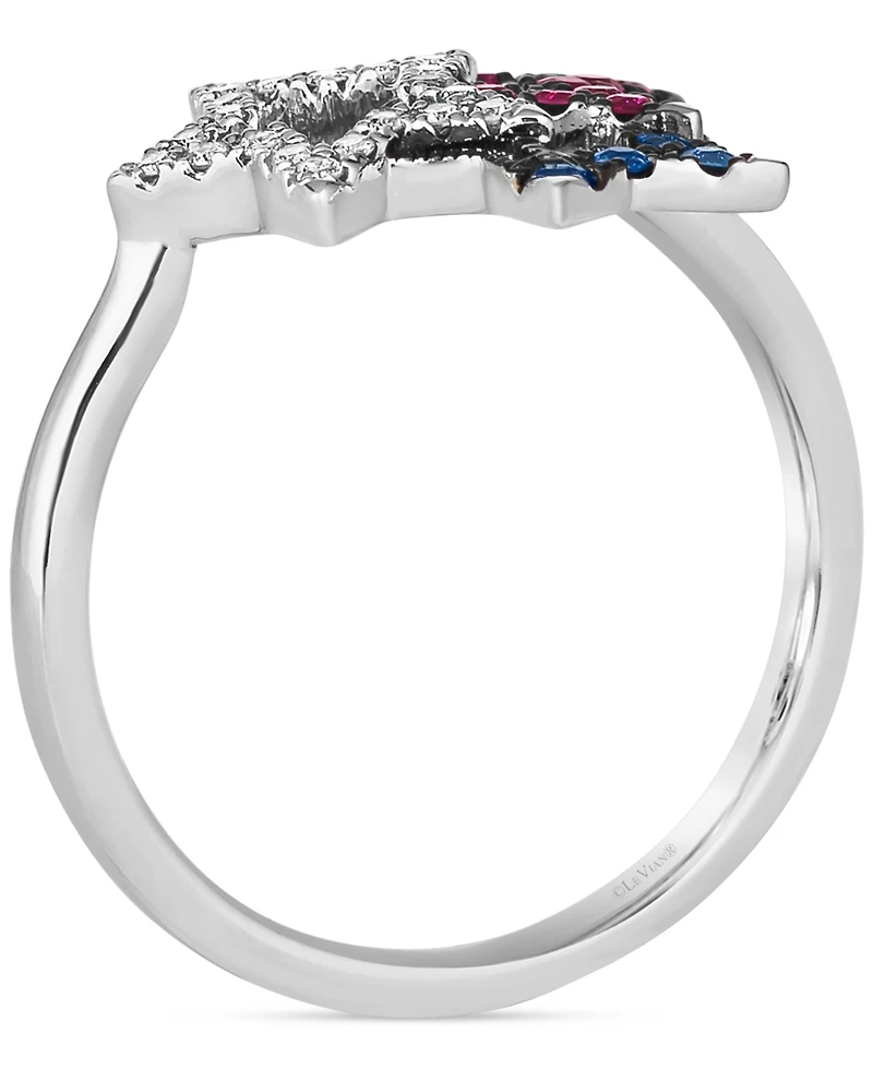 Le Vian Multi-Gemstone (1/4 ct. t.w.) & Vanilla Diamond (1/10 ct. t.w.) Triple Star Statement Ring in 14k White Gold