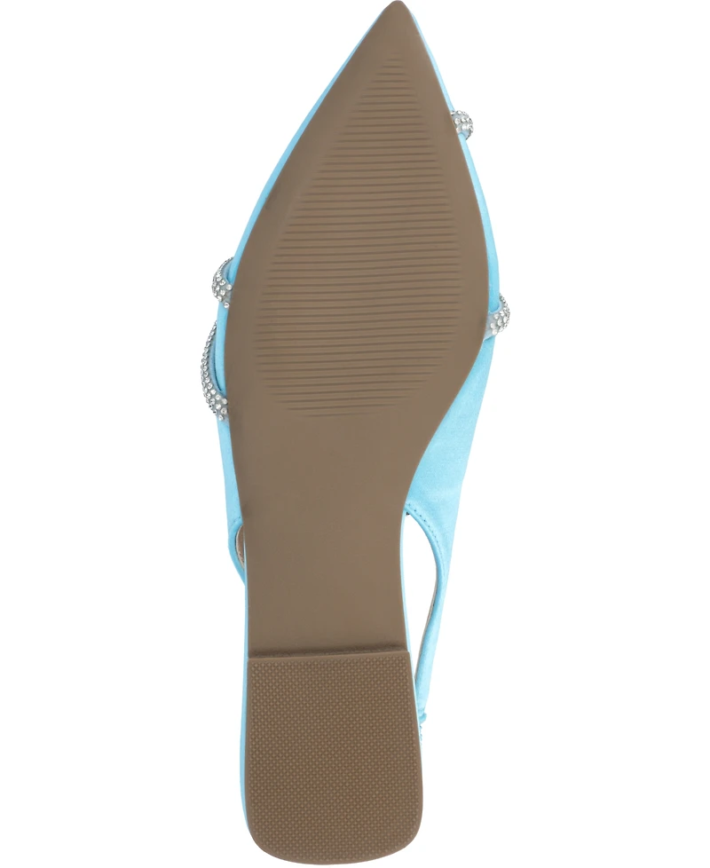Journee Collection Women's Rebbel Rhinestone Knot Slingback Flats