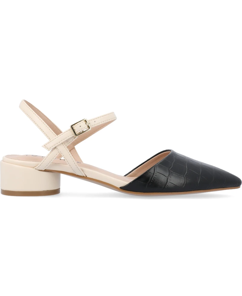 Journee Collection Women's Brynn Block Heel Pointed Toe Flats