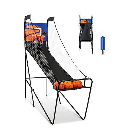 Costway Foldable Single Shot Basketball Arcade Game W/Electronic Scorer 3 Basketballs