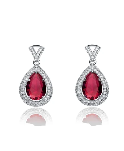Gv Sterling Silver White Gold Cubic Zirconia Pear Drop Earrings