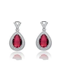 Gv Sterling Silver White Gold Cubic Zirconia Pear Drop Earrings