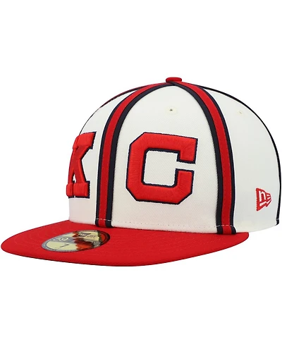 Men's New Era Cream, Red Kansas City Monarchs Cooperstown Collection Turn Back The Clock 59FIFTY Fitted Hat