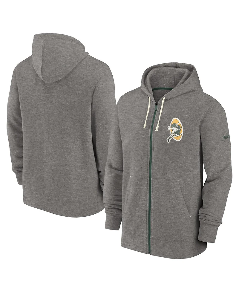 Men's Nike Heather Charcoal Green Bay Packers Historic Lifestyle Full-Zip Hoodie
