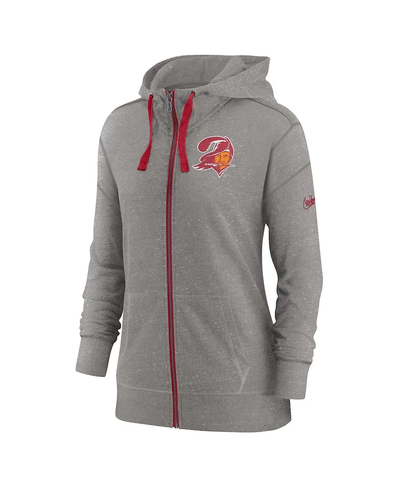 Women's Nike Heather Charcoal Tampa Bay Buccaneers Gym Vintage-Like Full-Zip Hoodie