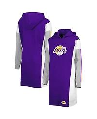 Women's G-iii 4Her by Carl Banks Purple, White Los Angeles Lakers Bootleg Long Sleeve Hoodie T-shirt Dress