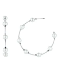 And Now This Imitation Pearl C Hoop Earring