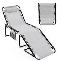 Costway Folding Beach Lounge Chair Heightening Design Patio Lounger