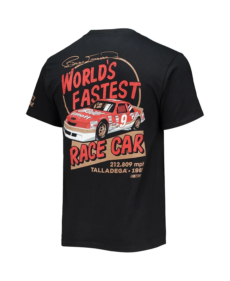 Men's Checkered Flag Sports Black Bill Elliott Legends 3-Spot T-shirt