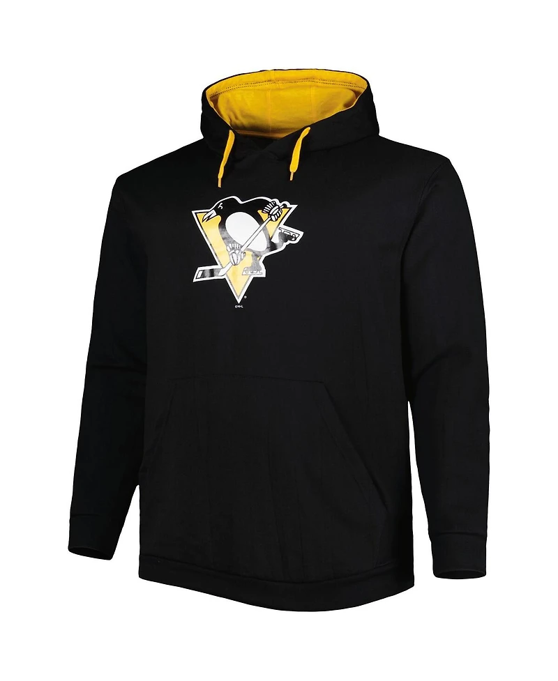 Men's Black Pittsburgh Penguins Logo Big and Tall Fleece Pullover Hoodie