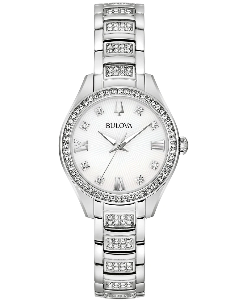 Bulova Women's Crystal Stainless Steel Bracelet Watch 29mm