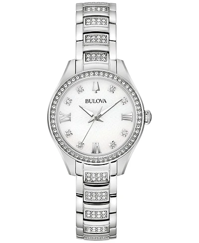Bulova Women's Crystal Stainless Steel Bracelet Watch 29mm