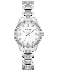 Bulova Women's Crystal Stainless Steel Bracelet Watch 29mm