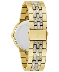 Bulova Men's Crystal Gold-Tone Stainless Steel Bracelet Watch 40mm & Necklace Box Set