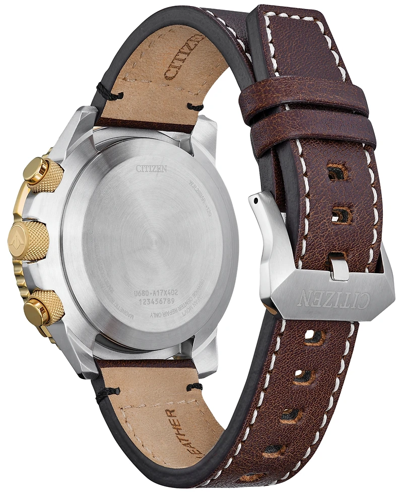 Citizen Eco-Drive Men's Chronograph Promaster Skyhawk Brown Leather Strap Watch 45mm