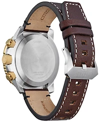 Citizen Eco-Drive Men's Chronograph Promaster Skyhawk Brown Leather Strap Watch 45mm