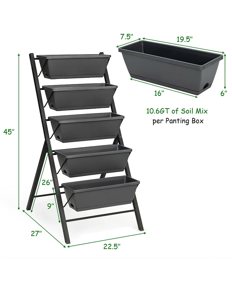 4 Ft Vertical Raised Garden Bed 5-Tier Planter Box