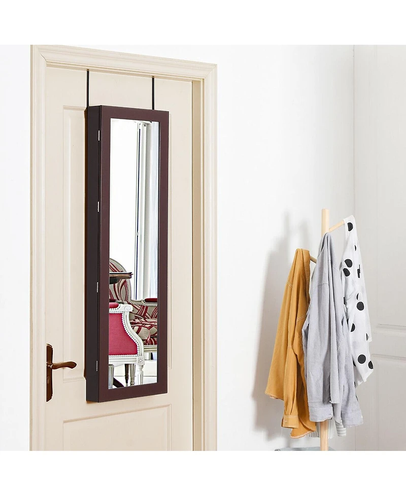Costway Wall Door Mounted Mirror Jewelry Cabinet Organizer