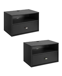 Prepac 2 Piece Floating Nightstand with Open Shelf Set
