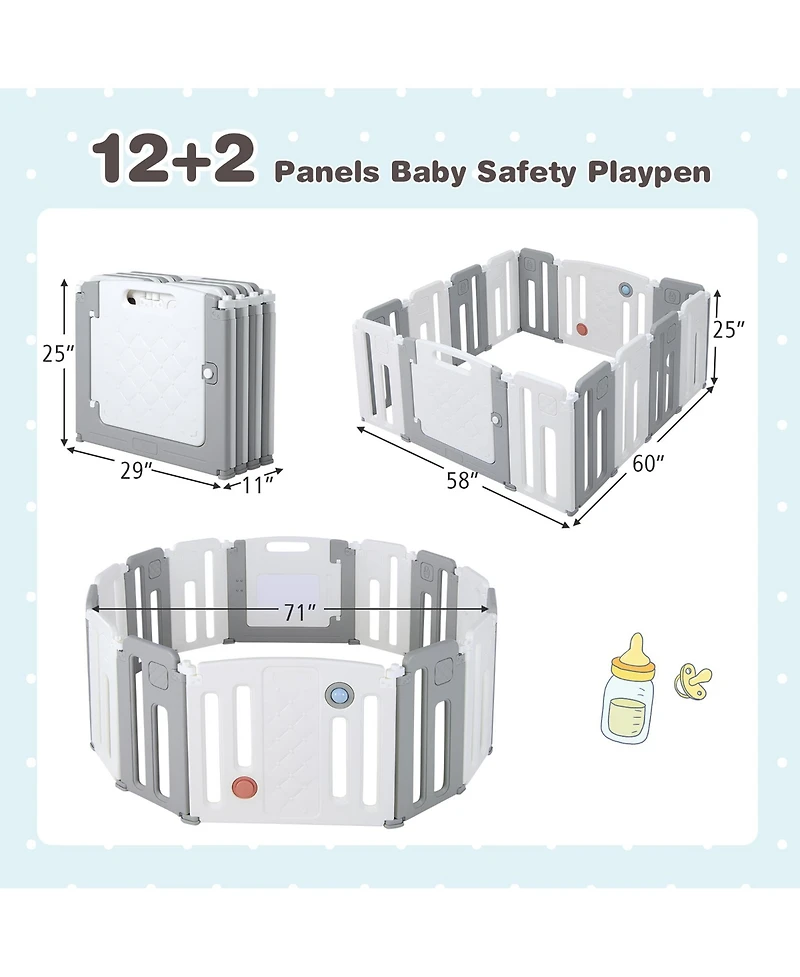 Costway Baby 14 Panels Safety Playpen Activity