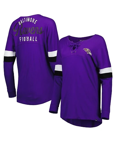 Women's New Era Purple Baltimore Ravens Athletic Varsity Lace-Up Long Sleeve T-shirt
