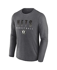 Men's Fanatics Heathered Charcoal Brooklyn Nets Where Legends Play Iconic Practice Long Sleeve T-shirt