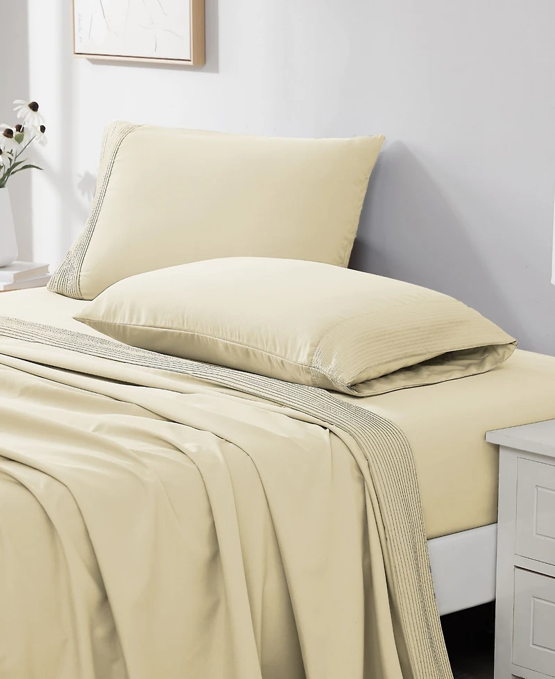 Southshore Fine Linens Classy Pleated 21" Extra deep, Pocket Sheet Set