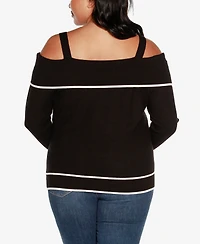 Belldini Black Label Plus Off-The-Shoulder Sweater