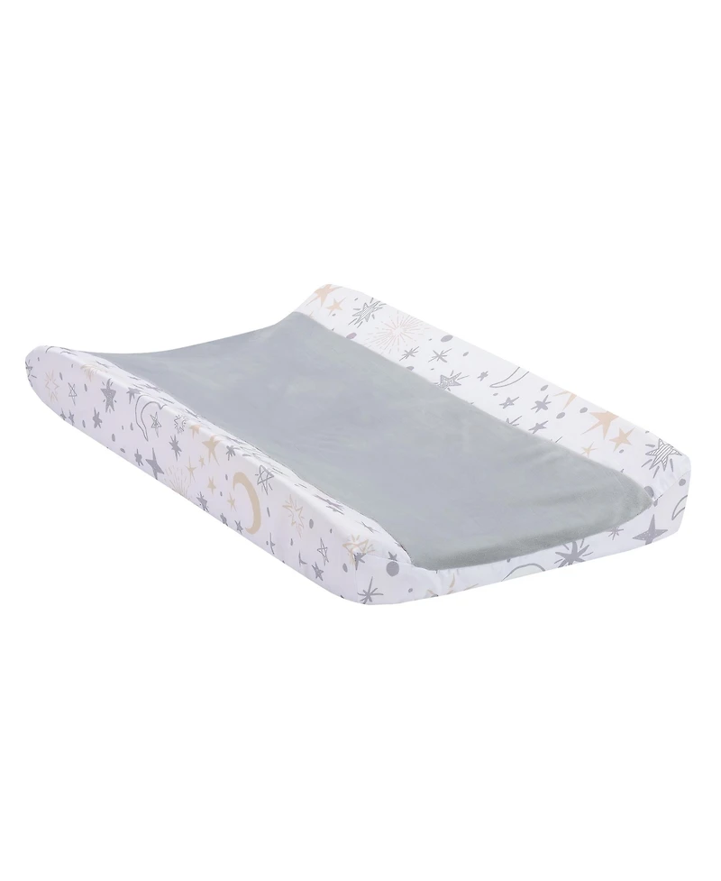 Lambs & Ivy Baby Goodnight Moon White/Gray Changing Pad Cover - Moons/Stars