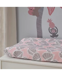 Lambs & Ivy Calypso Pink/Taupe Leaf Print Baby Changing Pad Cover