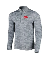 Men's Antigua Gray Buffalo Bills Brigade Throwback Quarter-Zip Top