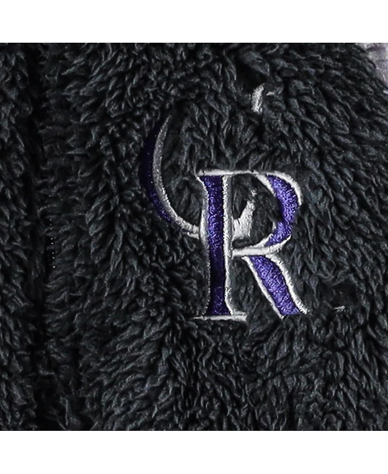Newborn and Infant Boys Girls Black, Gray Colorado Rockies Game Nap Teddy Fleece Bunting Full-Zip Sleeper