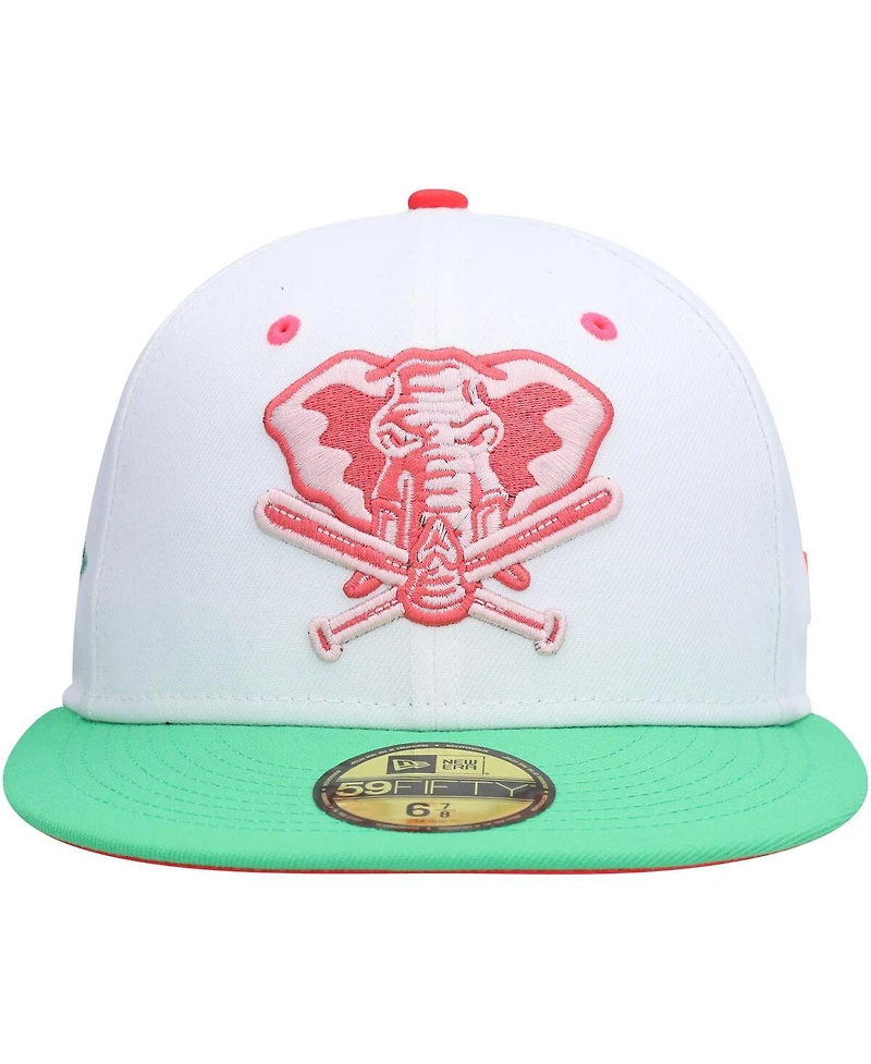 Men's New Era White, Green Oakland Athletics Alternate Logo Watermelon Lolli 59Fifty Fitted Hat
