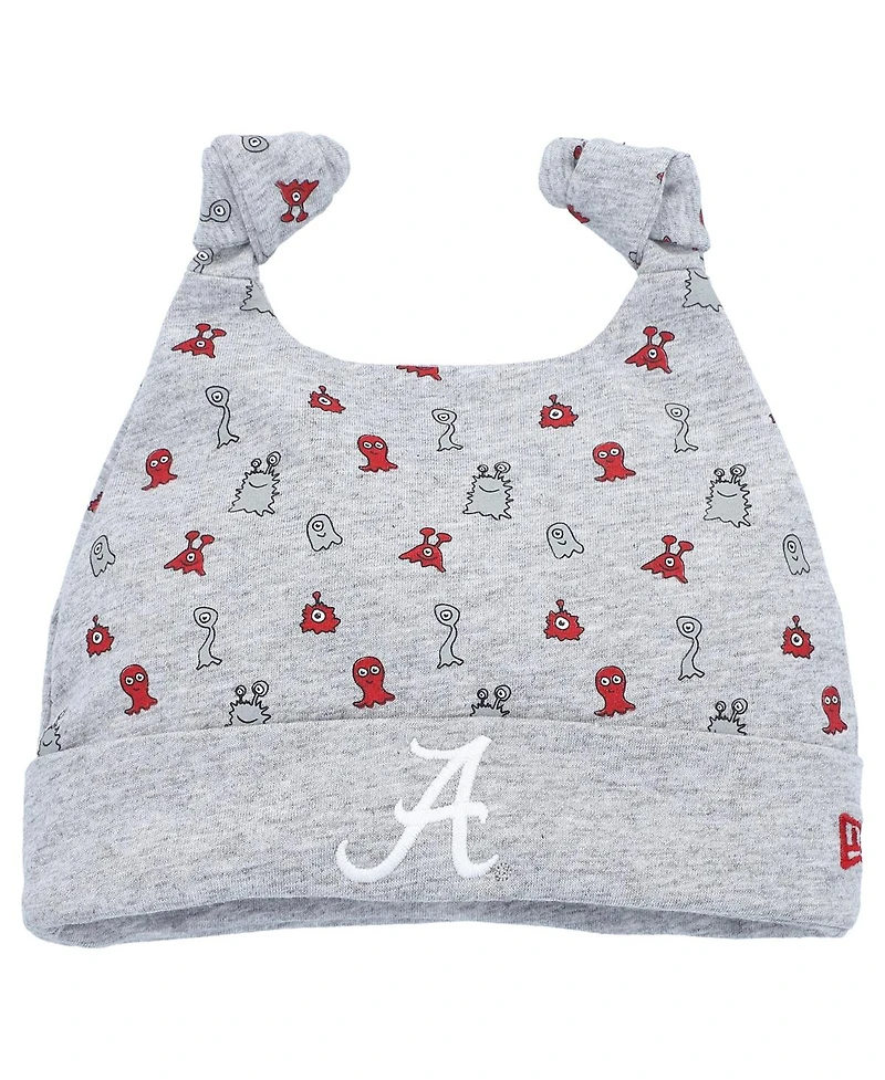 Newborn and Infant Boys and Girls New Era Heather Gray Alabama Crimson Tide Critter Cuffed Knit Hat