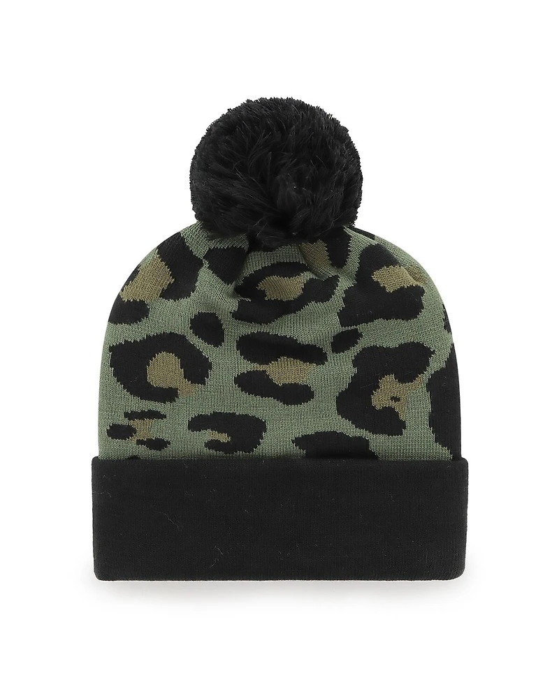 Women's '47 Brand Green, Black New Orleans Saints Bagheera Cuffed Knit Hat With Pom
