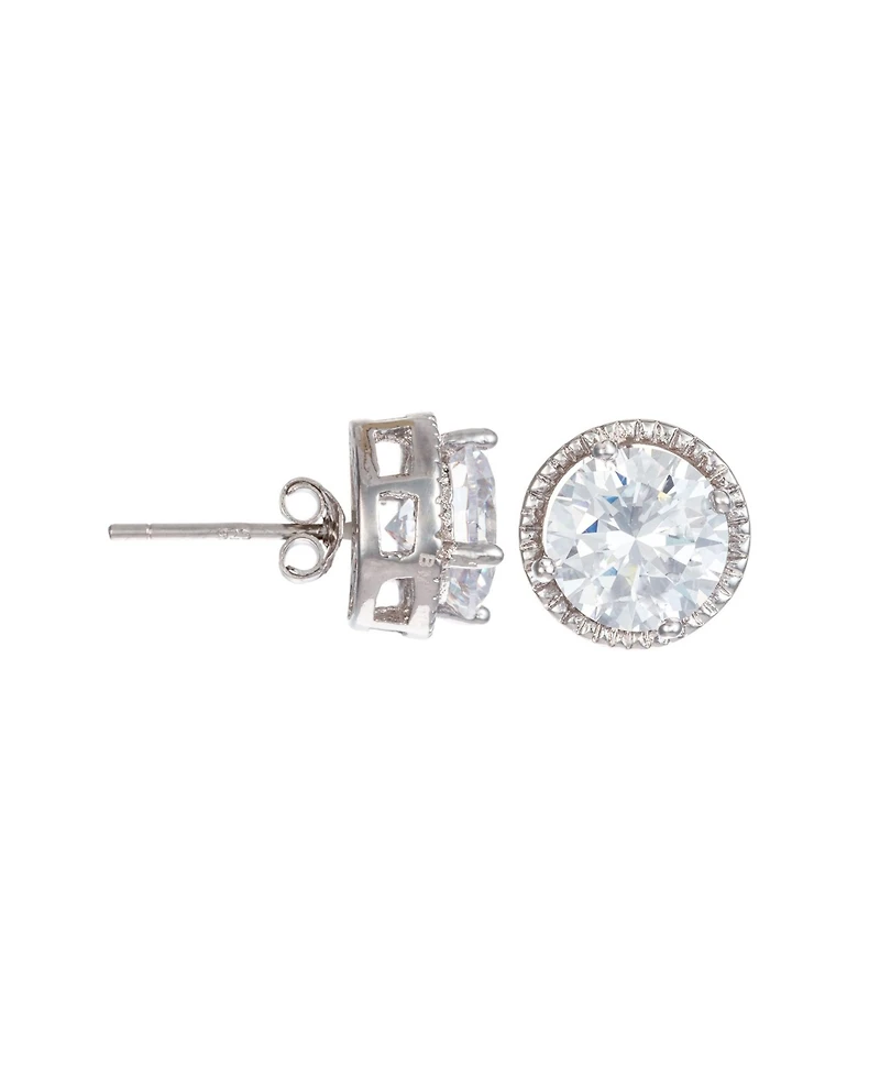 Sterling Silver Cubic Zirconia Round Earrings