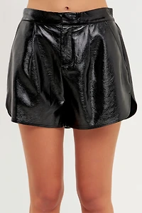 endless rose Women's High-Waisted Faux Leather Shorts