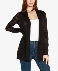 Belldini Women's Pointelle Long Sleeves Open Cardigan Sweater